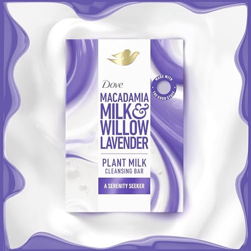 Dove Plant Milk Cleansing Bar Soap Macadamia Milk & Willow Lavender Serenity Seeker 4 Count – Gentle Moisturizing Cleanser for Sensitive Skin, Sulfate-Free, Paraben-Free, 98% Biodegradable Avelisse