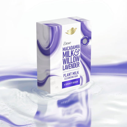 Dove Plant Milk Cleansing Bar Soap Macadamia Milk & Willow Lavender Serenity Seeker 4 Count – Gentle Moisturizing Cleanser for Sensitive Skin, Sulfate-Free, Paraben-Free, 98% Biodegradable Avelisse