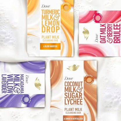 Dove Plant Milk Cleansing Bar Soap Macadamia Milk & Willow Lavender Serenity Seeker 4 Count – Gentle Moisturizing Cleanser for Sensitive Skin, Sulfate-Free, Paraben-Free, 98% Biodegradable Avelisse