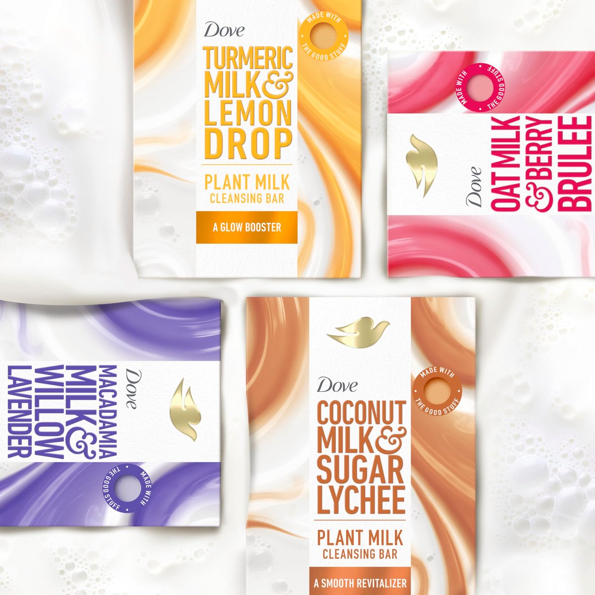 Dove Plant Milk Cleansing Bar Soap Macadamia Milk & Willow Lavender Serenity Seeker 4 Count – Gentle Moisturizing Cleanser for Sensitive Skin, Sulfate-Free, Paraben-Free, 98% Biodegradable Avelisse