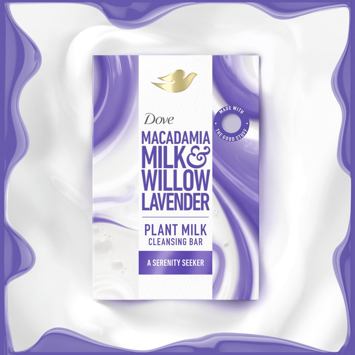 Dove Plant Milk Cleansing Bar Soap Macadamia Milk & Willow Lavender Serenity Seeker 4 Count – Gentle Moisturizing Cleanser for Sensitive Skin, Sulfate-Free, Paraben-Free, 98% Biodegradable Avelisse