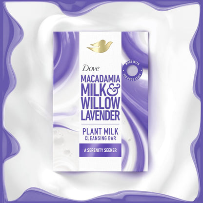 Dove Plant Milk Cleansing Bar Soap Macadamia Milk & Willow Lavender Serenity Seeker 4 Count – Gentle Moisturizing Cleanser for Sensitive Skin, Sulfate-Free, Paraben-Free, 98% Biodegradable Avelisse