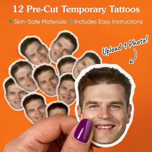 Custom Photo Fun Face Temporary Tattoos - Set of 12 Party Favors by Big Dot of Happiness - görsel 10