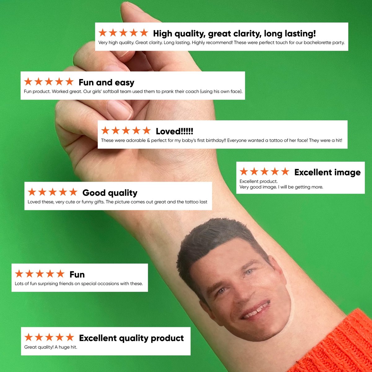 Custom Photo Fun Face Temporary Tattoos - Set of 12 Party Favors by Big Dot of Happiness - görsel 5