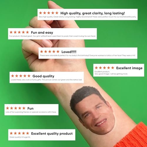 Custom Photo Fun Face Temporary Tattoos - Set of 12 Party Favors by Big Dot of Happiness - görsel 6