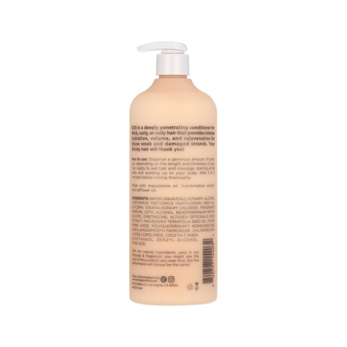 Hairitage S.O.S. Deep Moisture & Restore Deep Conditioner with Safflower Oil for Dry, Thick Hair - Hydrating - for Coily, Curly + Wavy Hair Types - Vegan for Women + Men, 21 fl. oz. Avelisse