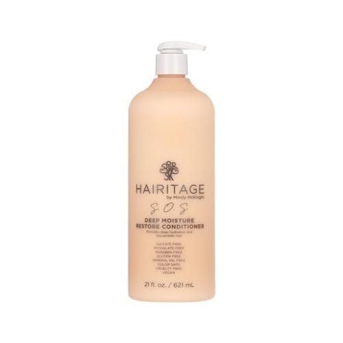 Hairitage S.O.S. Deep Moisture & Restore Deep Conditioner with Safflower Oil for Dry, Thick Hair - Hydrating - for Coily, Curly + Wavy Hair Types - Vegan for Women + Men, 21 fl. oz. Avelisse