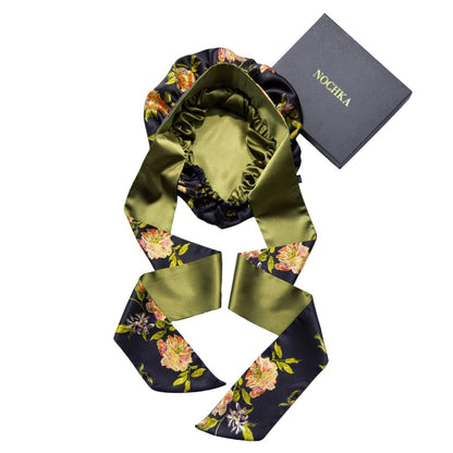 Wild Rose 100% Pure Mulberry Silk Hair Bonnet - Reversible Wonder Loop with Ties for Curly Hair - Handmade in USA Avelisse