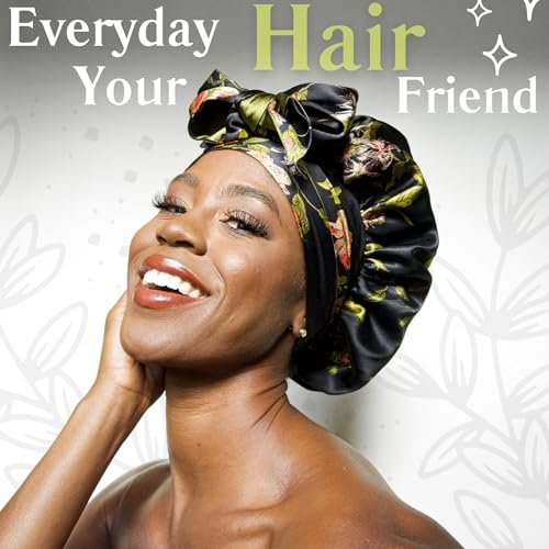 Wild Rose 100% Pure Mulberry Silk Hair Bonnet - Reversible Wonder Loop with Ties for Curly Hair - Handmade in USA Avelisse