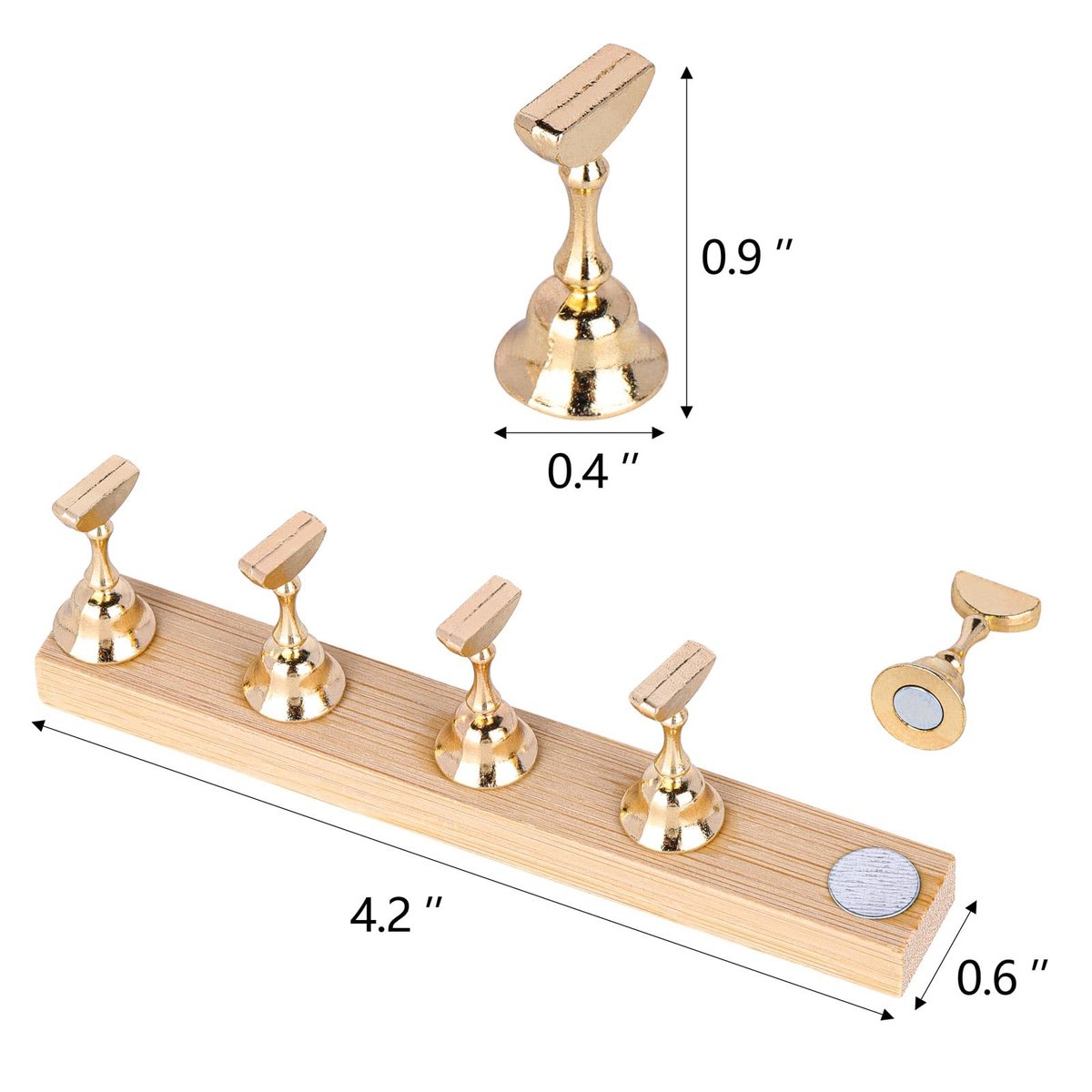 Tbestmax 4 Sets Nail Stand for Press on Magnetic Nail Tip Holder - Wood Fake Nail Display Stand - görsel 3