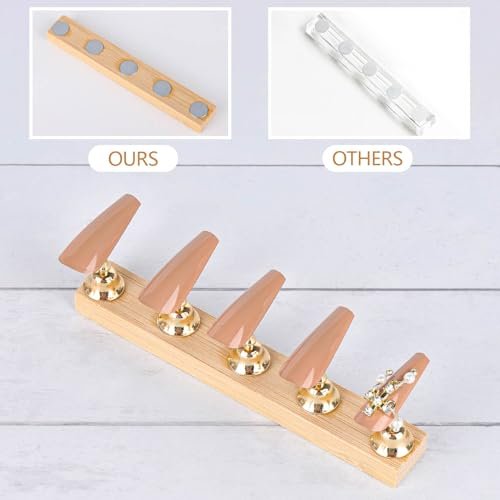 Tbestmax 4 Sets Nail Stand for Press on Magnetic Nail Tip Holder - Wood Fake Nail Display Stand - görsel 12