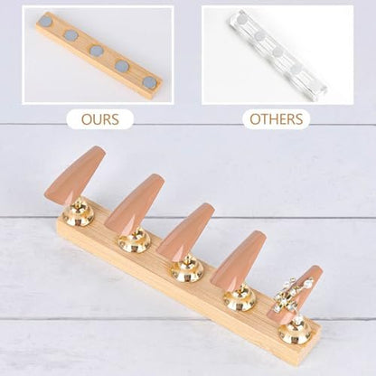 Tbestmax 4 Sets Nail Stand for Press on Magnetic Nail Tip Holder - Wood Fake Nail Display Stand