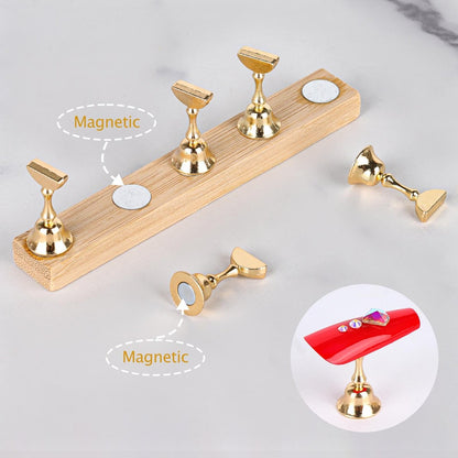 Tbestmax 4 Sets Nail Stand for Press on Magnetic Nail Tip Holder - Wood Fake Nail Display Stand