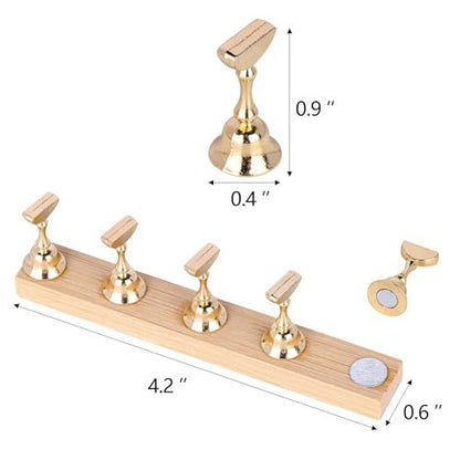 Tbestmax 4 Sets Nail Stand for Press on Magnetic Nail Tip Holder - Wood Fake Nail Display Stand
