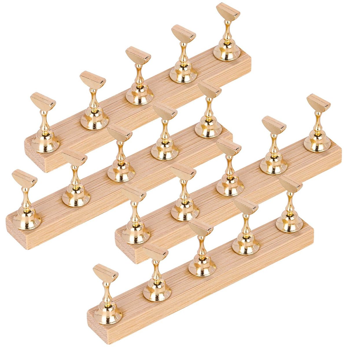 Tbestmax 4 Sets Nail Stand for Press on Magnetic Nail Tip Holder - Wood Fake Nail Display Stand - görsel 1