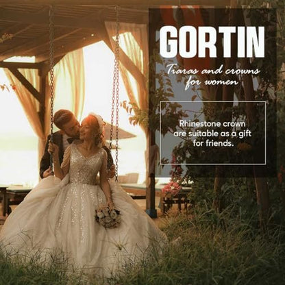 GORTIN Star Moon Crown Silver Bride Wedding Headband Rhinestone Tiara Goddess Headpiece Bridal Hair Accessories for Women