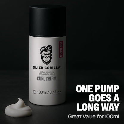 Slick Gorilla Curl Cream for Men – Paraben Free Moisturizing Styler, Lightweight Hold for Wavy & Curly Hair, Frizz Control & Curl Enhancer, Non-Greasy Daily Use, 3.38 Fl Oz