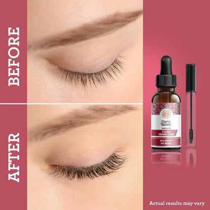 GuruNanda Natural Castor Oil Eyelash Enhance Serum with Rosemary Oil – Brush Applicator & 5 Pipettes, 2 Fl Oz