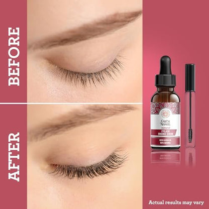 GuruNanda Natural Castor Oil Eyelash Enhance Serum with Rosemary Oil – Brush Applicator & 5 Pipettes, 2 Fl Oz