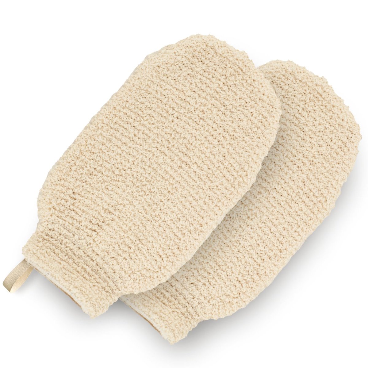 GUARD&MARINE Natural Hemp Shower Mitts – Exfoliating Bath Gloves for Men & Women, Set of 2 Washcloths, Soft Loofah Mittens for Body Scrub & Cleansing - görsel 1