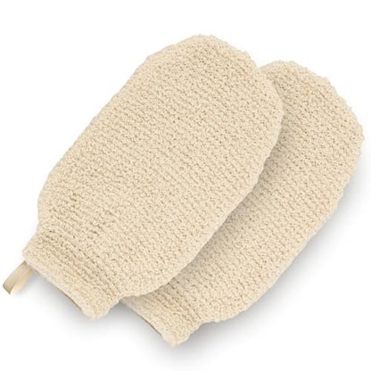 GUARD&MARINE Natural Hemp Shower Mitts – Exfoliating Bath Gloves for Men & Women, Set of 2 Washcloths, Soft Loofah Mittens for Body Scrub & Cleansing
