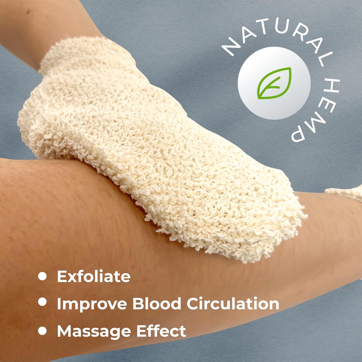 GUARD&MARINE Natural Hemp Shower Mitts – Exfoliating Bath Gloves for Men & Women, Set of 2 Washcloths, Soft Loofah Mittens for Body Scrub & Cleansing - görsel 5