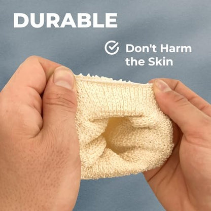 GUARD&MARINE Natural Hemp Shower Mitts – Exfoliating Bath Gloves for Men & Women, Set of 2 Washcloths, Soft Loofah Mittens for Body Scrub & Cleansing