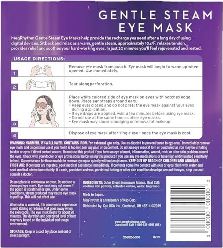 Shokunin Megurism Gentle Steam Hot Eye Mask - Chamomile, 12 Count, White Avelisse
