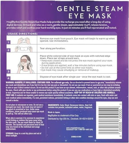 Shokunin Megurism Gentle Steam Hot Eye Mask - Chamomile, 12 Count, White Avelisse