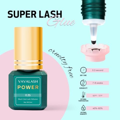 VAVALASH Eyelash Extension Glue - 0.3 Sec Drying Time, 9 Weeks Retention, Professional Lash Adhesive (Power, 5ml) Avelisse