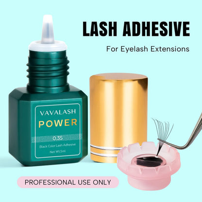VAVALASH Eyelash Extension Glue - 0.3 Sec Drying Time, 9 Weeks Retention, Professional Lash Adhesive (Power, 5ml) Avelisse