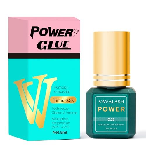 VAVALASH Eyelash Extension Glue - 0.3 Sec Drying Time, 9 Weeks Retention, Professional Lash Adhesive (Power, 5ml) Avelisse