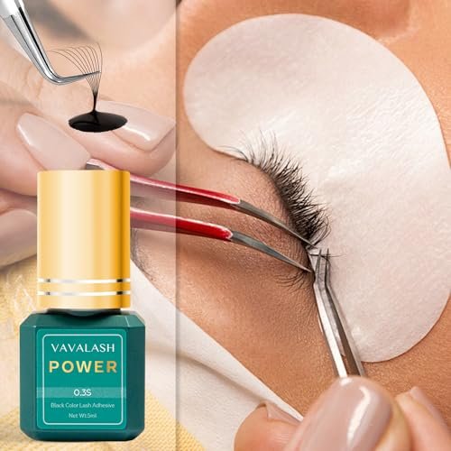 VAVALASH Eyelash Extension Glue - 0.3 Sec Drying Time, 9 Weeks Retention, Professional Lash Adhesive (Power, 5ml) Avelisse