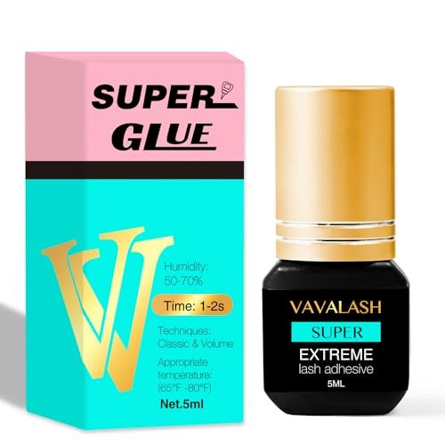VAVALASH Professional Eyelash Extension Glue – 1 Second Drying, Long Lasting Black Lash Adhesive for Artists (5ml) Avelisse