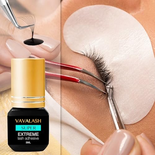 VAVALASH Professional Eyelash Extension Glue – 1 Second Drying, Long Lasting Black Lash Adhesive for Artists (5ml) Avelisse