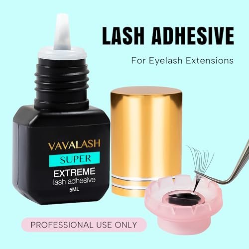 VAVALASH Professional Eyelash Extension Glue – 1 Second Drying, Long Lasting Black Lash Adhesive for Artists (5ml) Avelisse