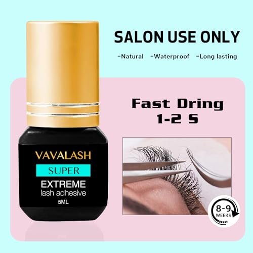 VAVALASH Professional Eyelash Extension Glue – 1 Second Drying, Long Lasting Black Lash Adhesive for Artists (5ml) Avelisse