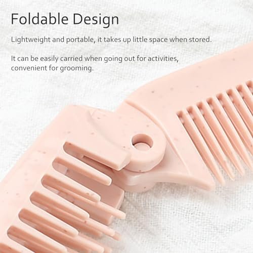 4 PCS Wheat Straw Foldable Hair & Makeup Comb Set - Eco-Friendly Travel Combs for Men & Women (Light Brown) - görsel 12