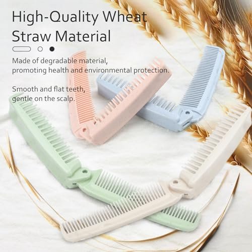 4 PCS Wheat Straw Foldable Hair & Makeup Comb Set - Eco-Friendly Travel Combs for Men & Women (Light Brown) - görsel 6
