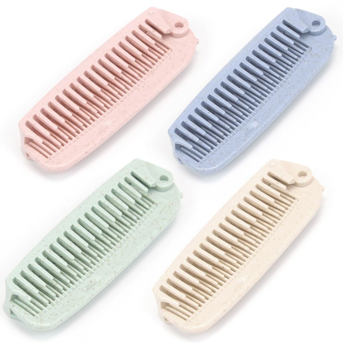 4 PCS Wheat Straw Foldable Hair & Makeup Comb Set - Eco-Friendly Travel Combs for Men & Women (Light Brown) - görsel 1