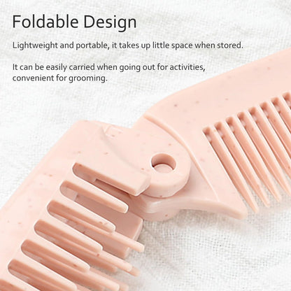 4 PCS Wheat Straw Foldable Hair & Makeup Comb Set - Eco-Friendly Travel Combs for Men & Women (Light Brown)
