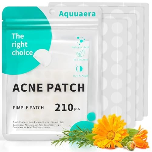 Aquuaera Pimple Patches for Face, Acne Patches Hydrocolloid Patches for Covering Zits and Blemishes, Spot Care for Face, Absorb Fluid, 4 Sizes (210 Count) - görsel 2