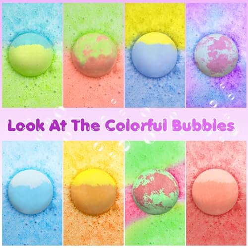 8 Pack Light Up Bath Bombs for Kids with Surprise Toys Inside - 3.5 oz Each, Handmade with Essential Oils, Moisturizing Spa Gift Set for Women, Birthday, Party, Christmas Avelisse