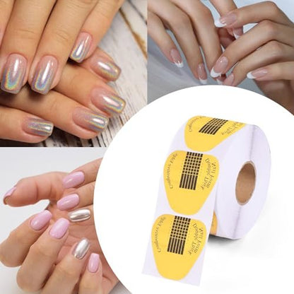 300 Pieces Acrylic Nail Form Stickers - Golden Horseshoe-Shaped Nail Sculpting Forms for Builder Gel and Acrylic Nails