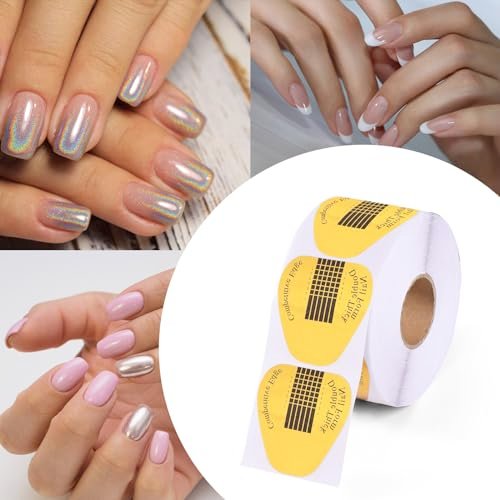 300 Pieces Acrylic Nail Form Stickers - Golden Horseshoe-Shaped Nail Sculpting Forms for Builder Gel and Acrylic Nails - görsel 11
