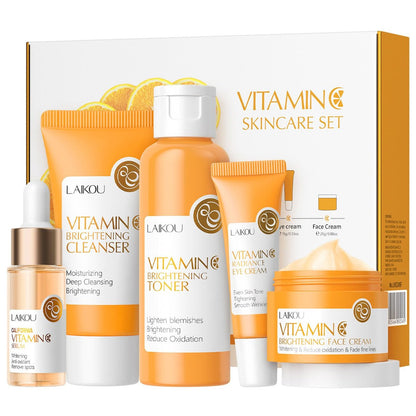 Yasovigi Vitamin C Skincare Set – Moisturizing Face Care Kit with Cleanser, Serum, Cream, Eye Cream & Toner for Hydrating and Anti-Aging Skin Avelisse