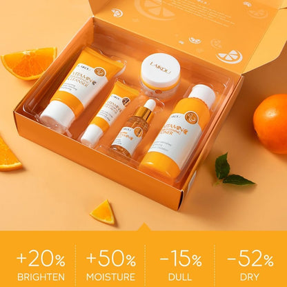 Yasovigi Vitamin C Skincare Set – Moisturizing Face Care Kit with Cleanser, Serum, Cream, Eye Cream & Toner for Hydrating and Anti-Aging Skin Avelisse