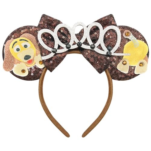 Bolonar Brown Sequin Mouse Ears Headband – Elegant Park-Inspired Hair Accessory for Women Avelisse