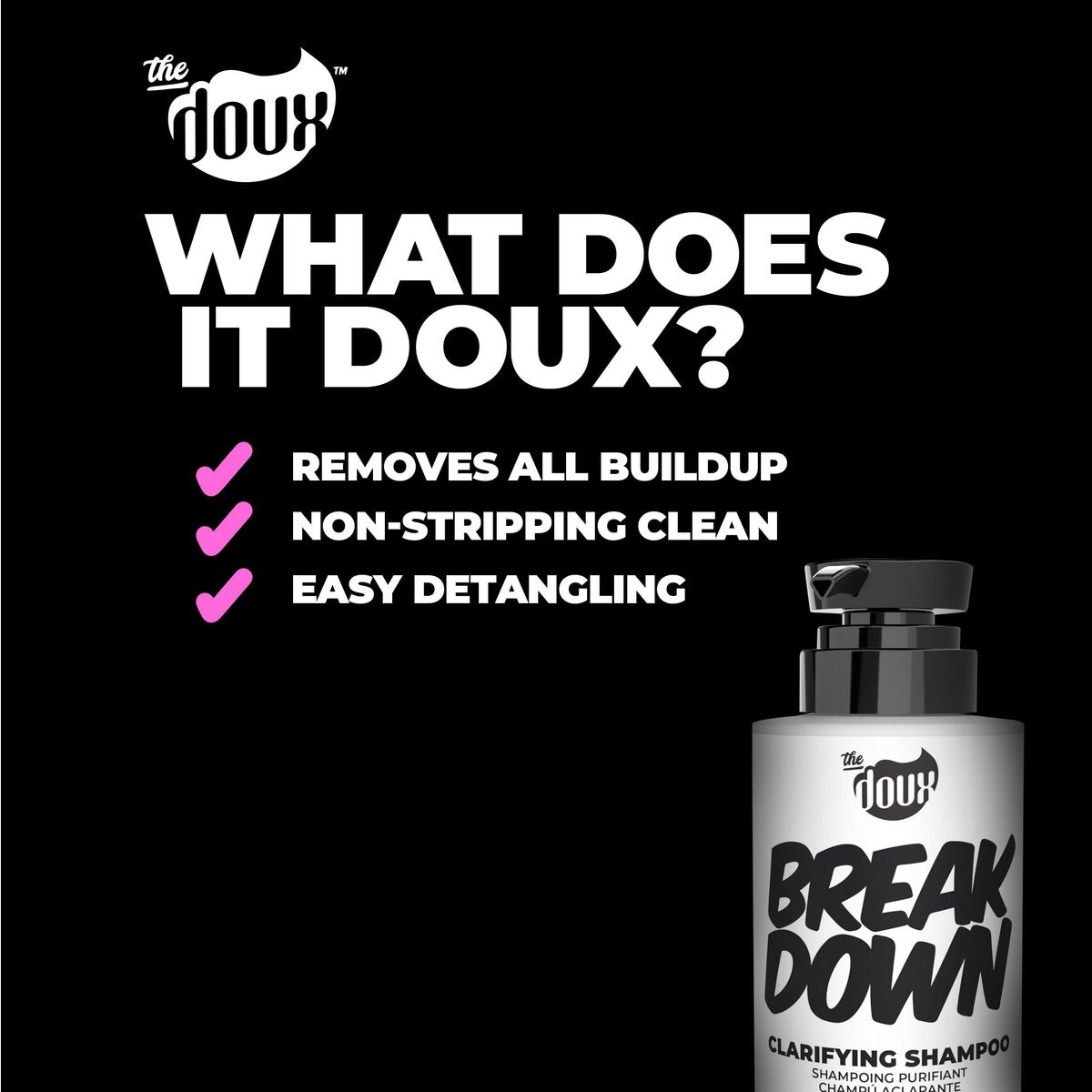 The Doux BREAKDOWN Clarifying Shampoo for Curly & Textured Hair – Vitamin E & Rosemary Detox – Sulfate-Free Anti-Build-Up Cleanser for Men & Women (12 oz) Avelisse