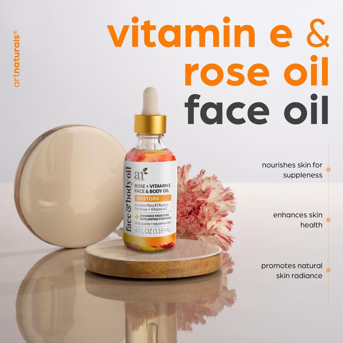 ArtNaturals Vitamin E Bio Oil 4oz + Gua Sha Facial Tools Set - Organic Face & Body Moisturizer for Scars, Stretch Marks, Cellulite & Nails Avelisse